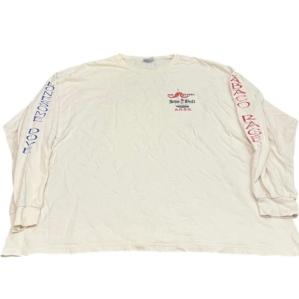 Hanes T-Shirt Mens 2XL White Abaco Rage Crew 2008 Lonesome Dove Long Sleeve